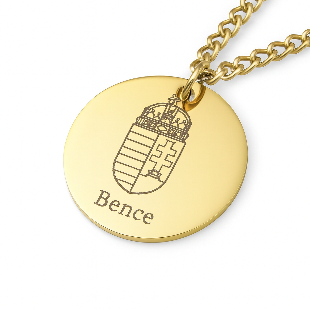 Personalisierte Gravur-Kette mit ungarischem Wappen – Gold, Silber oder Roségold