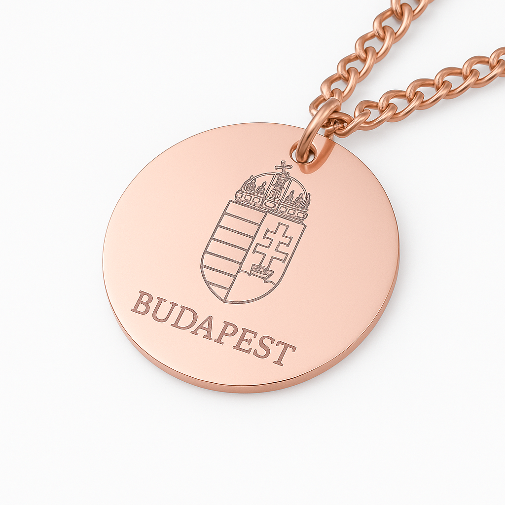 Personalisierte Gravur-Kette mit ungarischem Wappen – Gold, Silber oder Roségold