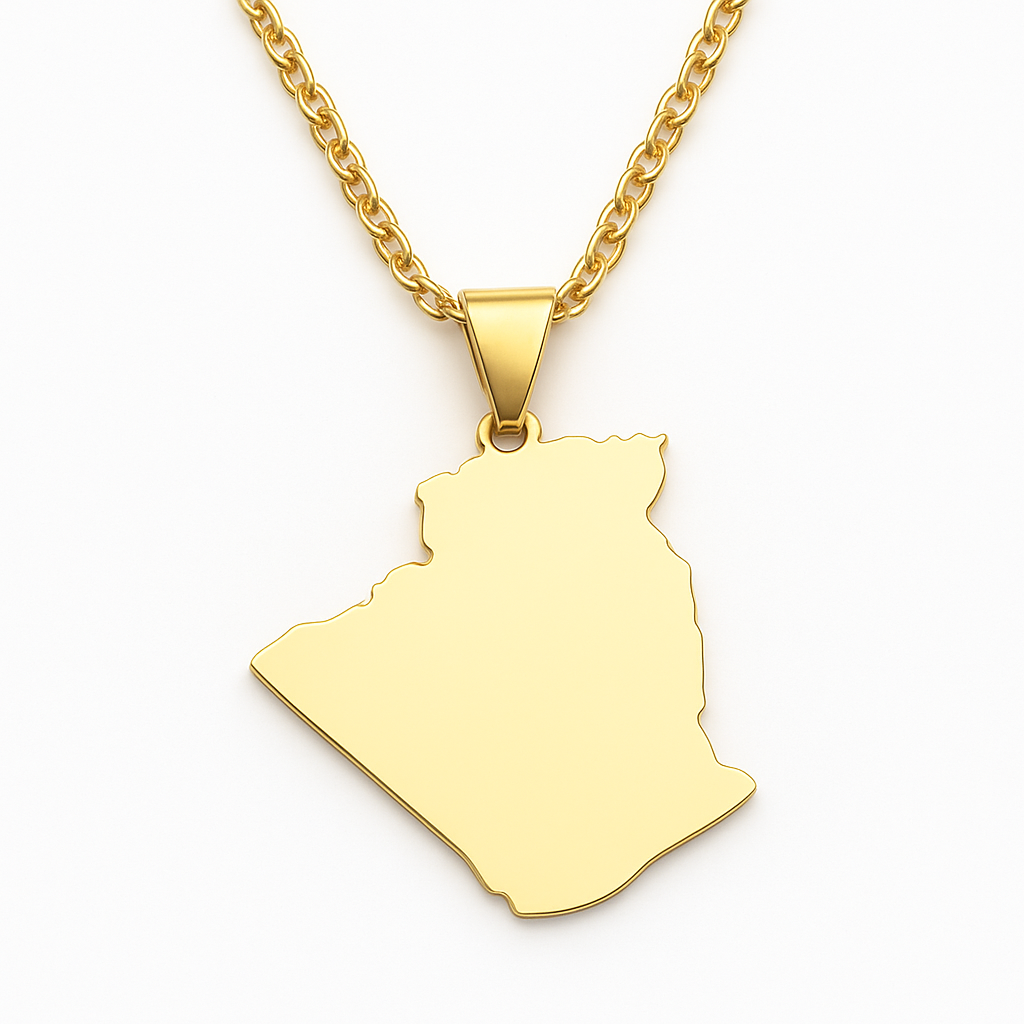 Goldene Algerien Halskette mit minimalistischem Länderanhänger