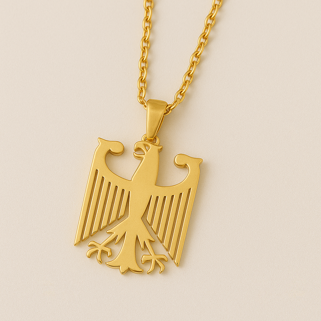 Goldene Deutschland Halskette mit Bundesadler Symbol