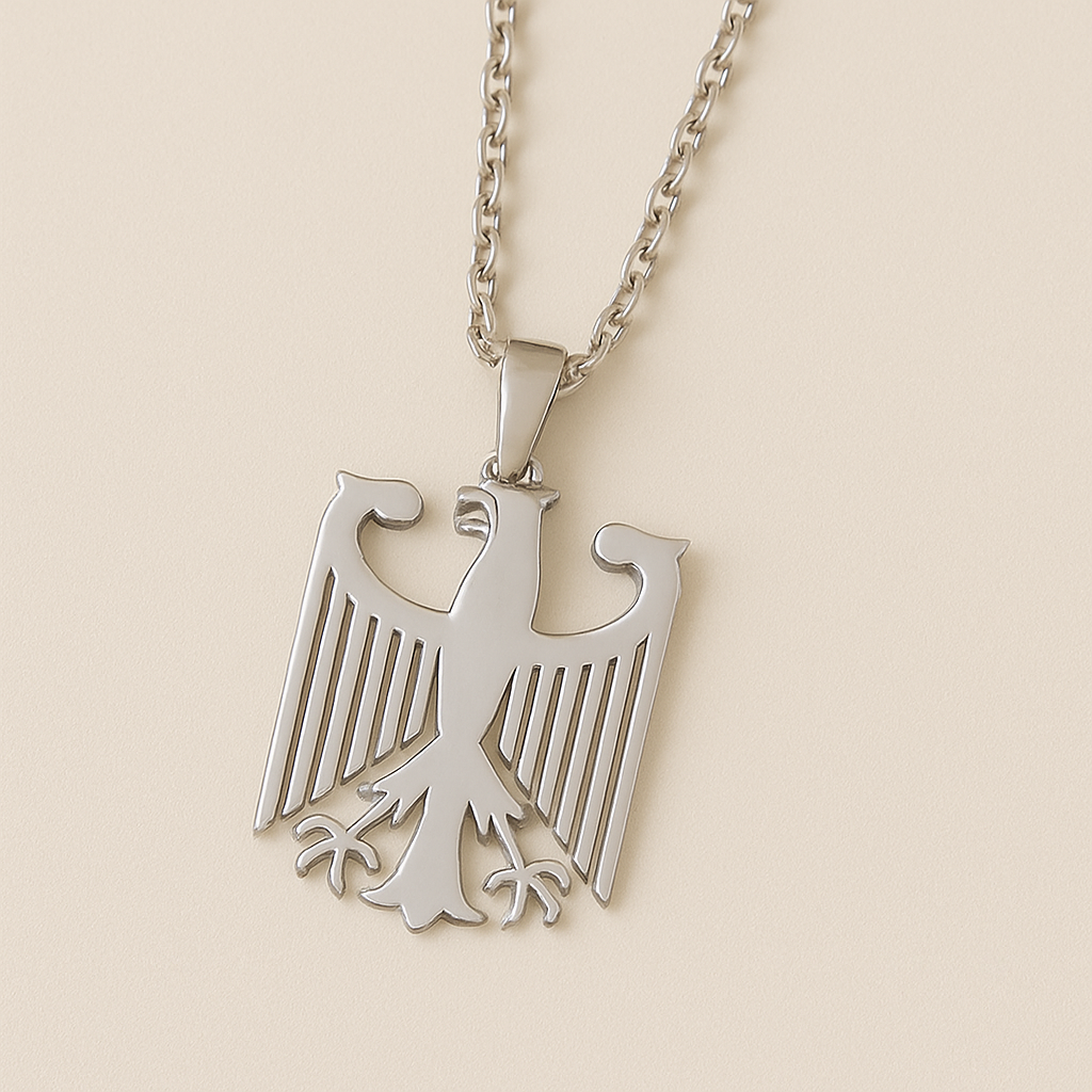 Silberne Deutschland Halskette mit Bundesadler Symbol