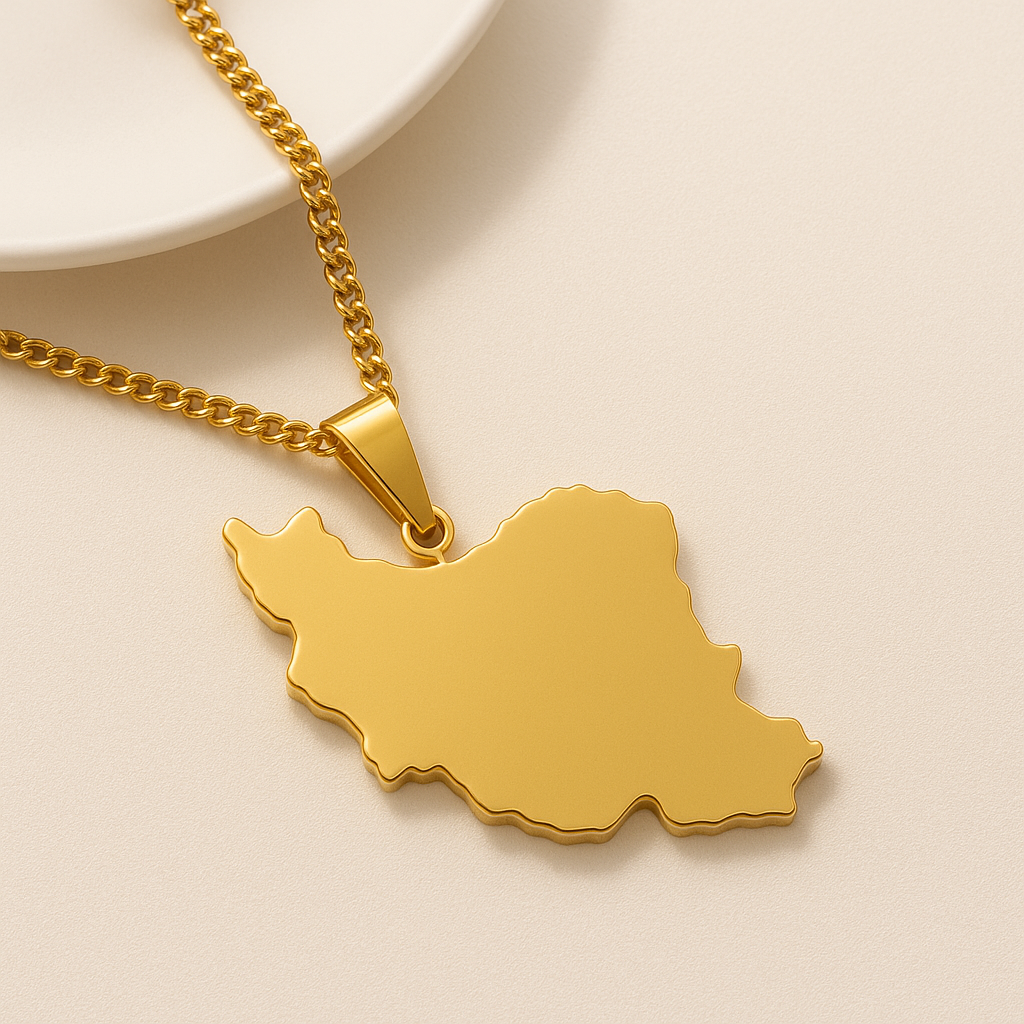 Goldene Iran Halskette mit Länderumriss