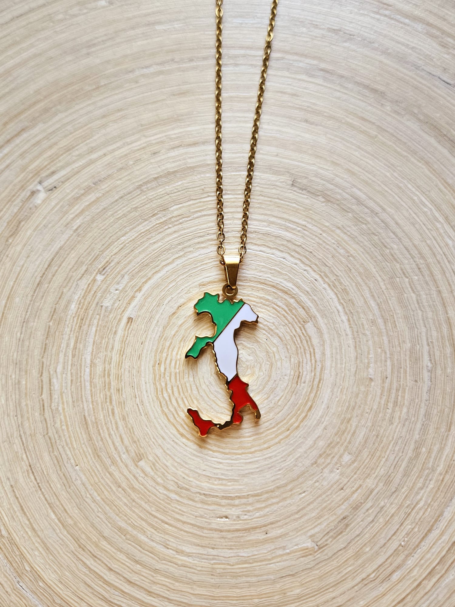 Goldene Italien Halskette mit Flaggen-Design