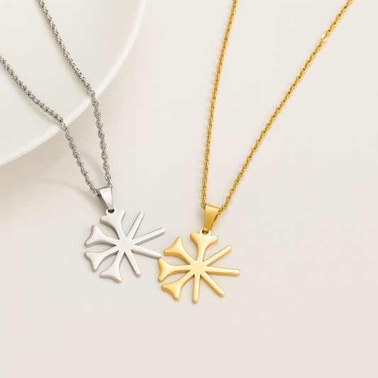 Jesidischer Stern Halskette – Melek Taus Symbol in Gold und Silber