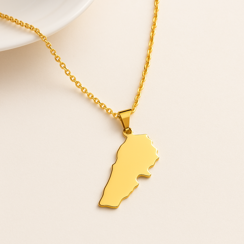 Goldene Libanon Halskette mit Länderanhänger