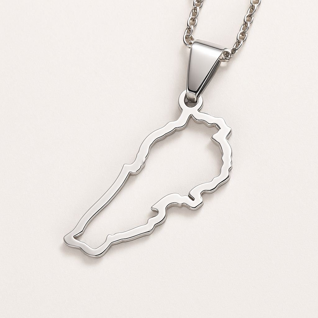 Silberne Libanon Umriss Halskette – Heimat Schmuck