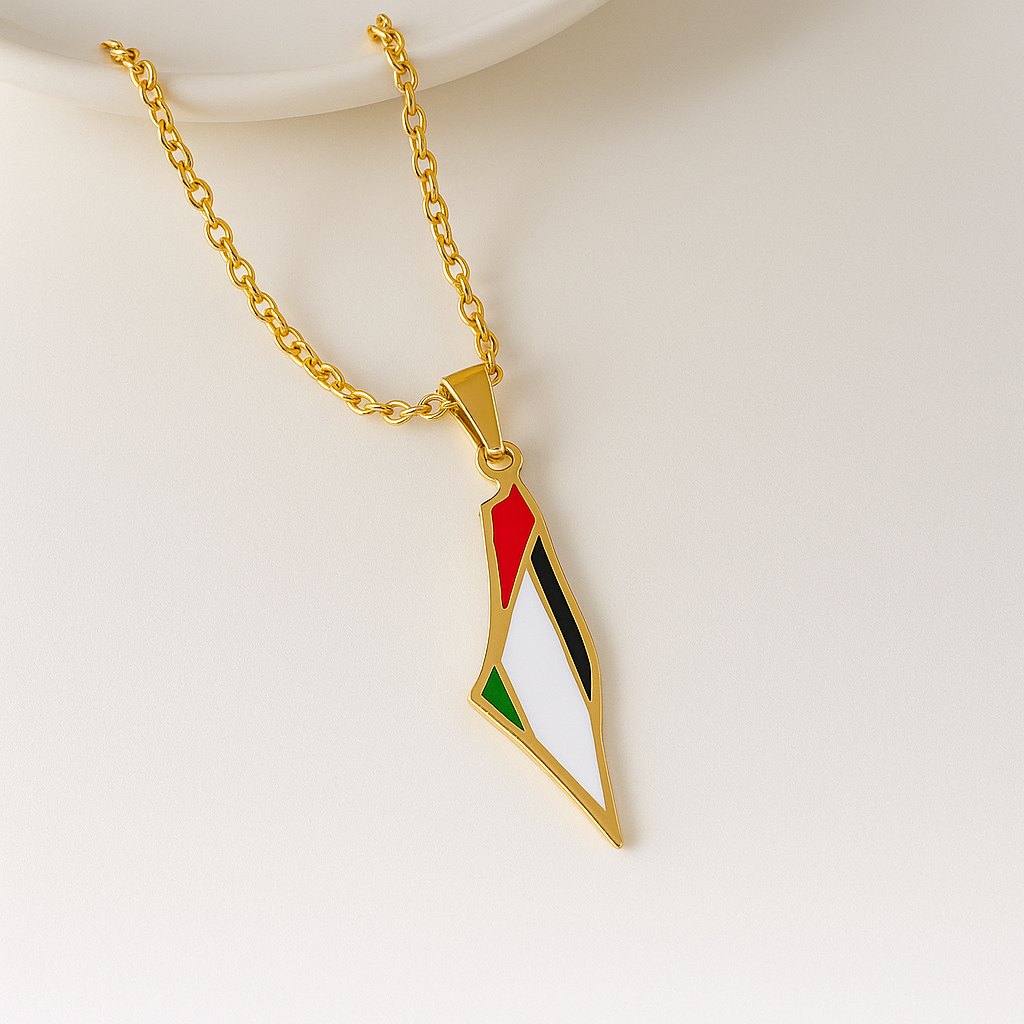 Goldene Palästina Halskette mit Flaggen-Design