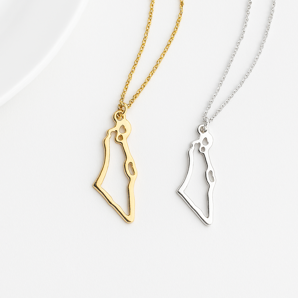 Palästina Halskette im Outline-Design in Gold und Silber