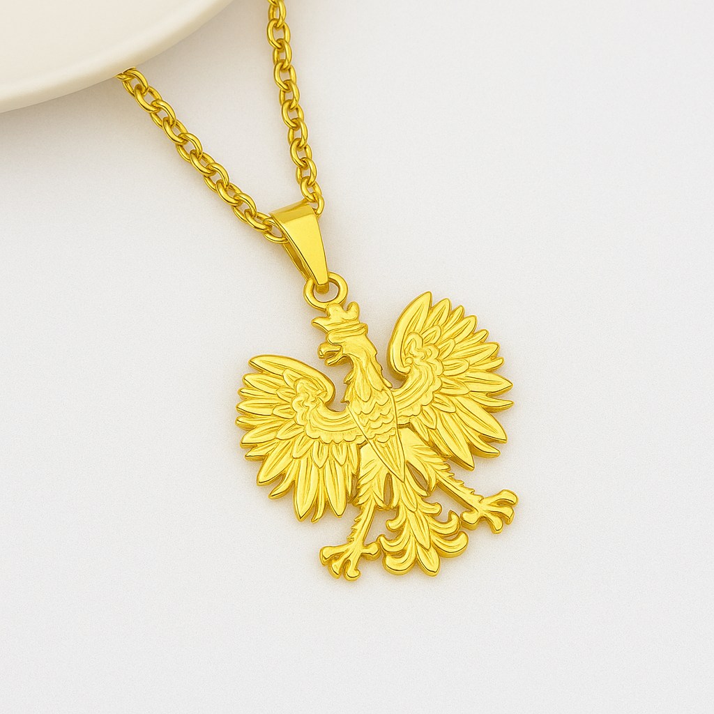 Goldene Polen Halskette mit Adler Anhänger