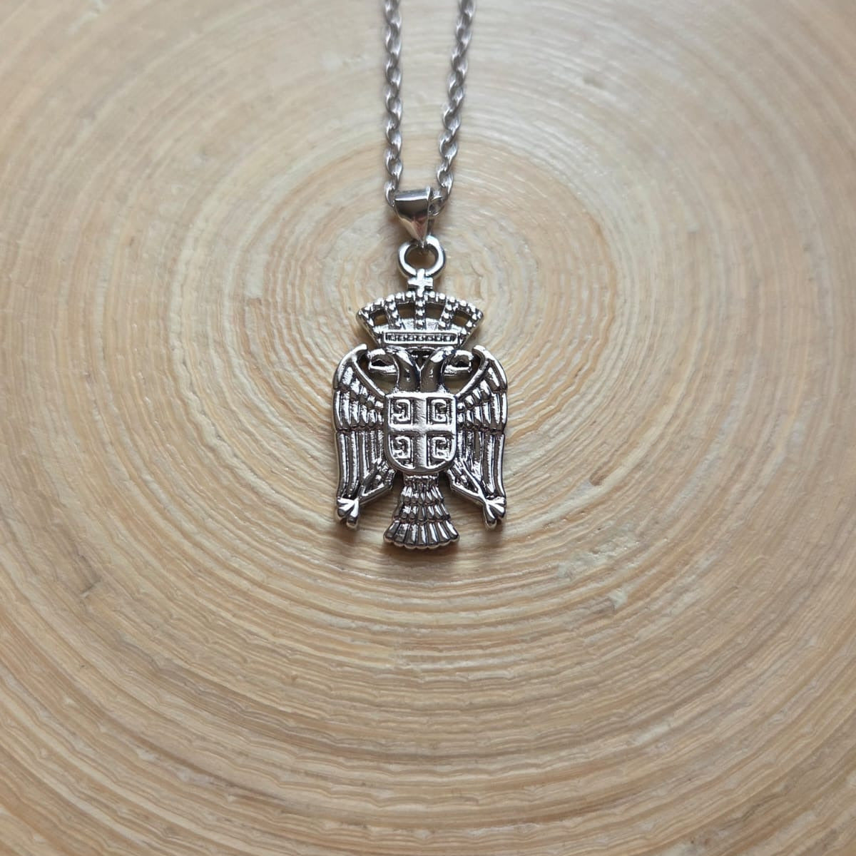Serbien Kette in Silber mit serbischem Doppeladler Wappen Anhänger