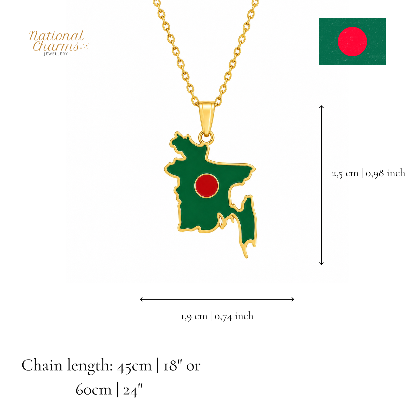 Länderkette Anhänger Halskette – Edelstahl, Gold- & Silber-Optik, 140+ Länder & Kulturen – Unisex Geschenk für Männer und Frauen – Perfekt für Geburtstage, Weihnachten und als Zeichen deiner Wurzeln
