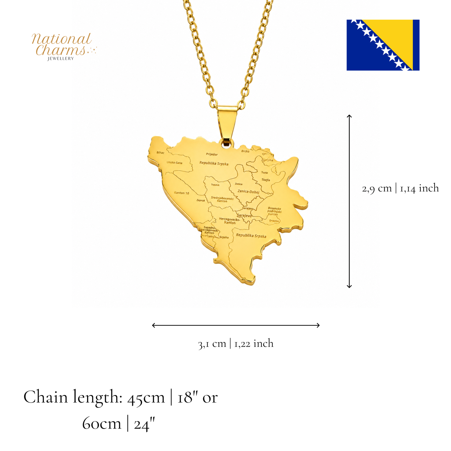 Länderkette Anhänger Halskette – Edelstahl, Gold- & Silber-Optik, 140+ Länder & Kulturen – Unisex Geschenk für Männer und Frauen – Perfekt für Geburtstage, Weihnachten und als Zeichen deiner Wurzeln
