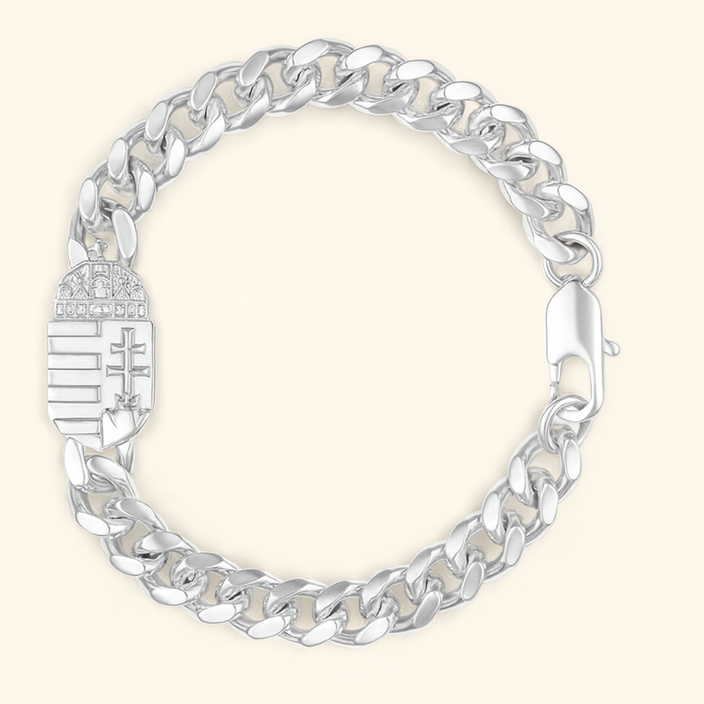 Ungarn Armband – Silbernes Edelstahlarmband mit dem Ungarn Wappen