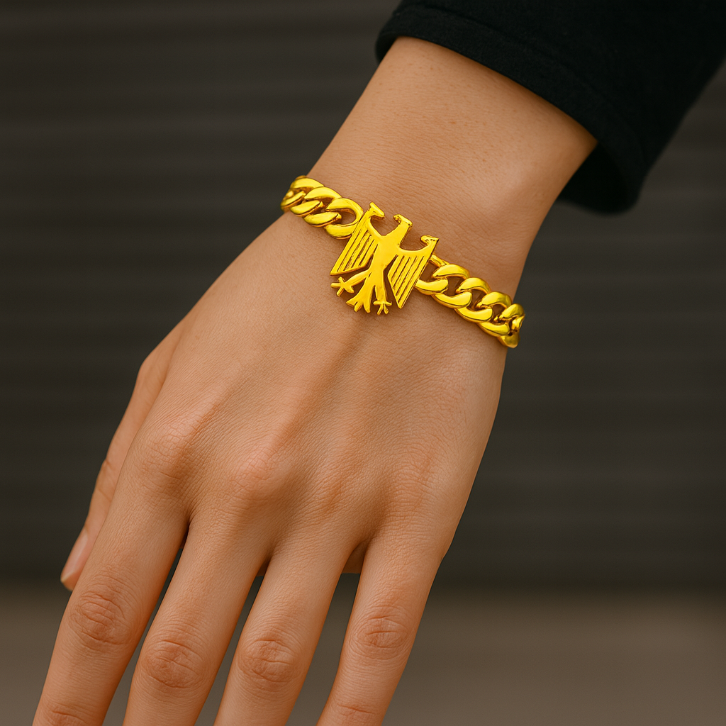 Deutschland Armband – Vergoldetes Edelstahlarmband mit Bundesadler