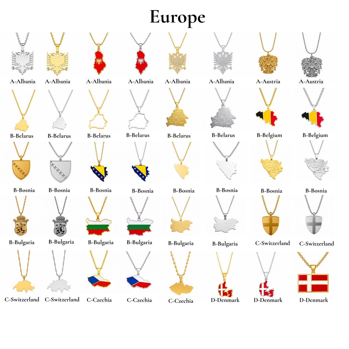 Länderkette Anhänger Halskette – Edelstahl, Gold- & Silber-Optik, 140+ Länder & Kulturen – Unisex Geschenk für Männer und Frauen – Perfekt für Geburtstage, Weihnachten und als Zeichen deiner Wurzeln