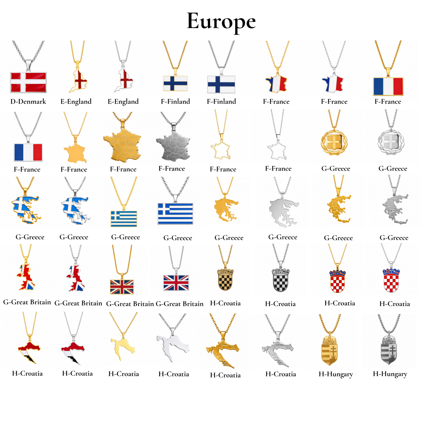Länderkette Anhänger Halskette – Edelstahl, Gold- & Silber-Optik, 140+ Länder & Kulturen – Unisex Geschenk für Männer und Frauen – Perfekt für Geburtstage, Weihnachten und als Zeichen deiner Wurzeln