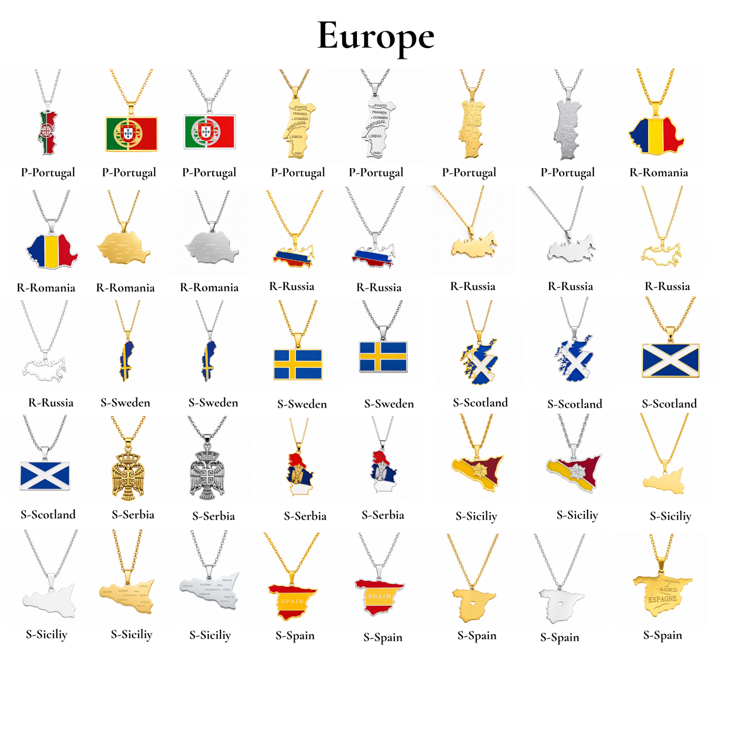Länderkette Anhänger Halskette – Edelstahl, Gold- & Silber-Optik, 140+ Länder & Kulturen – Unisex Geschenk für Männer und Frauen – Perfekt für Geburtstage, Weihnachten und als Zeichen deiner Wurzeln