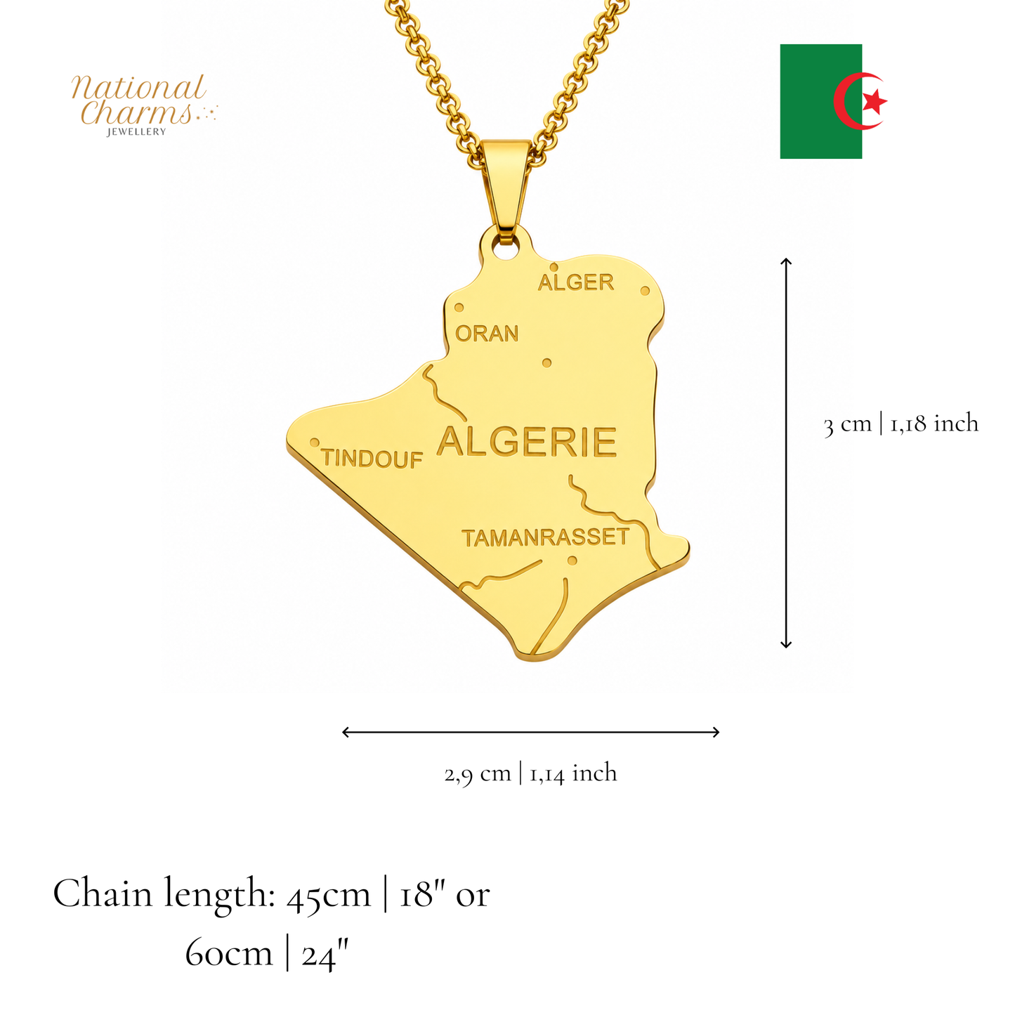 Länderkette Anhänger Halskette – Edelstahl, Gold- & Silber-Optik, 140+ Länder & Kulturen – Unisex Geschenk für Männer und Frauen – Perfekt für Geburtstage, Weihnachten und als Zeichen deiner Wurzeln