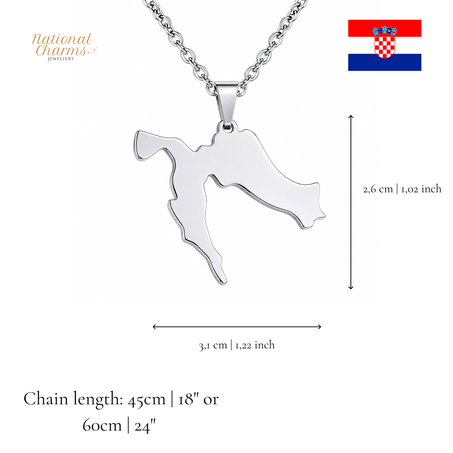 Länderkette Anhänger Halskette – Edelstahl, Gold- & Silber-Optik, 140+ Länder & Kulturen – Unisex Geschenk für Männer und Frauen – Perfekt für Geburtstage, Weihnachten und als Zeichen deiner Wurzeln