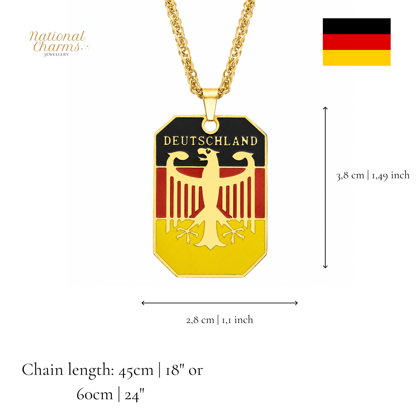 Länderkette Anhänger Halskette – Edelstahl, Gold- & Silber-Optik, 140+ Länder & Kulturen – Unisex Geschenk für Männer und Frauen – Perfekt für Geburtstage, Weihnachten und als Zeichen deiner Wurzeln