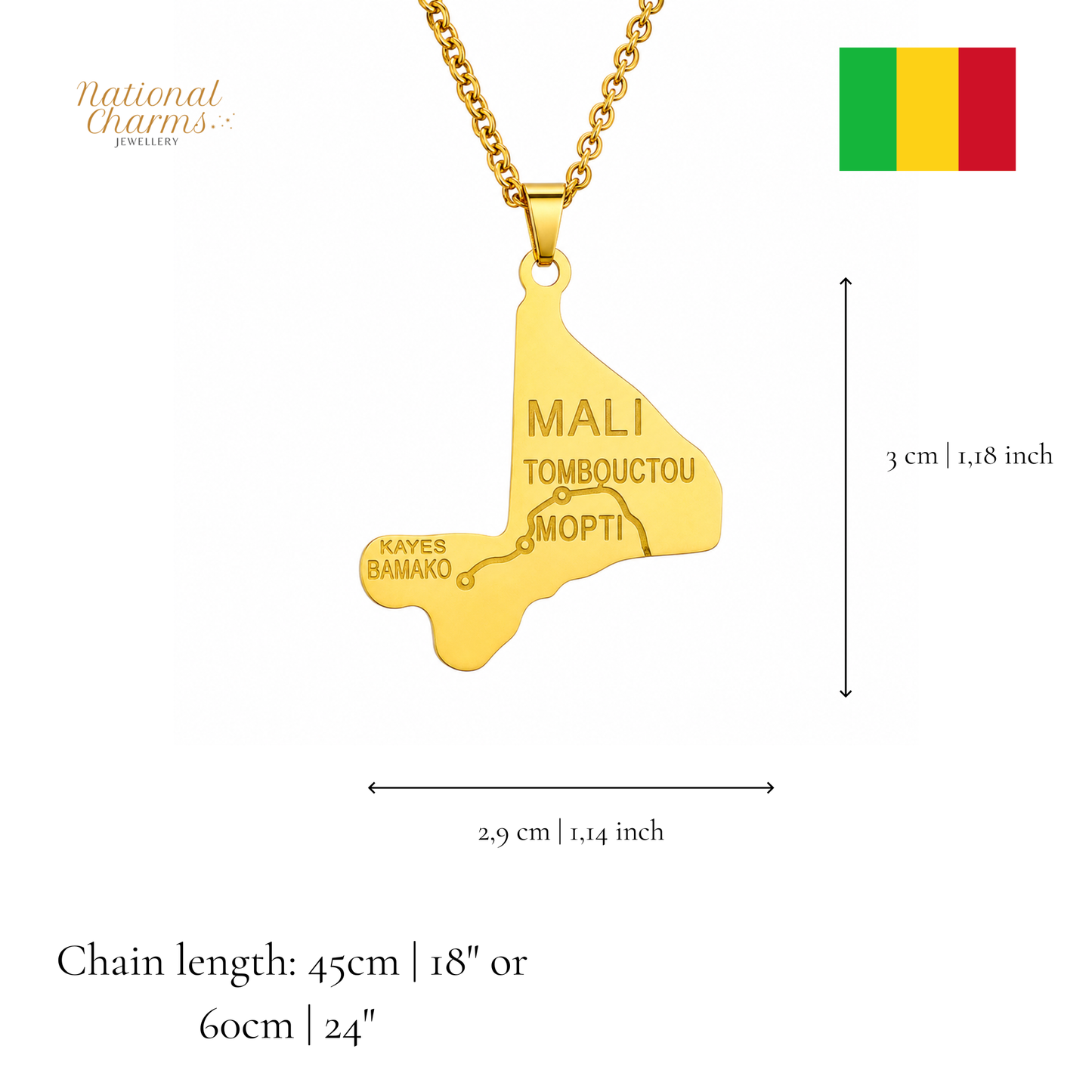 Länderkette Anhänger Halskette – Edelstahl, Gold- & Silber-Optik, 140+ Länder & Kulturen – Unisex Geschenk für Männer und Frauen – Perfekt für Geburtstage, Weihnachten und als Zeichen deiner Wurzeln