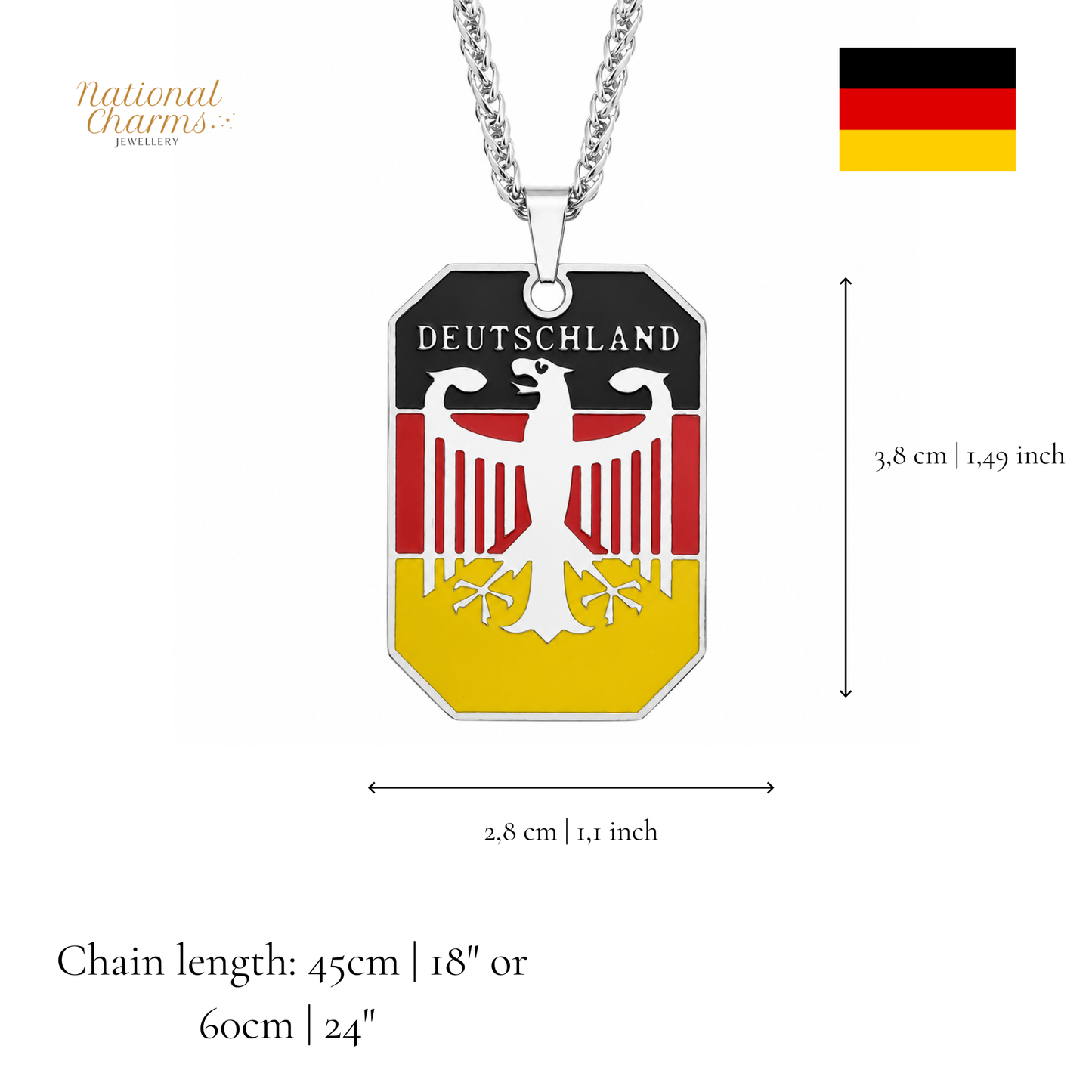 Länderkette Anhänger Halskette – Edelstahl, Gold- & Silber-Optik, 140+ Länder & Kulturen – Unisex Geschenk für Männer und Frauen – Perfekt für Geburtstage, Weihnachten und als Zeichen deiner Wurzeln