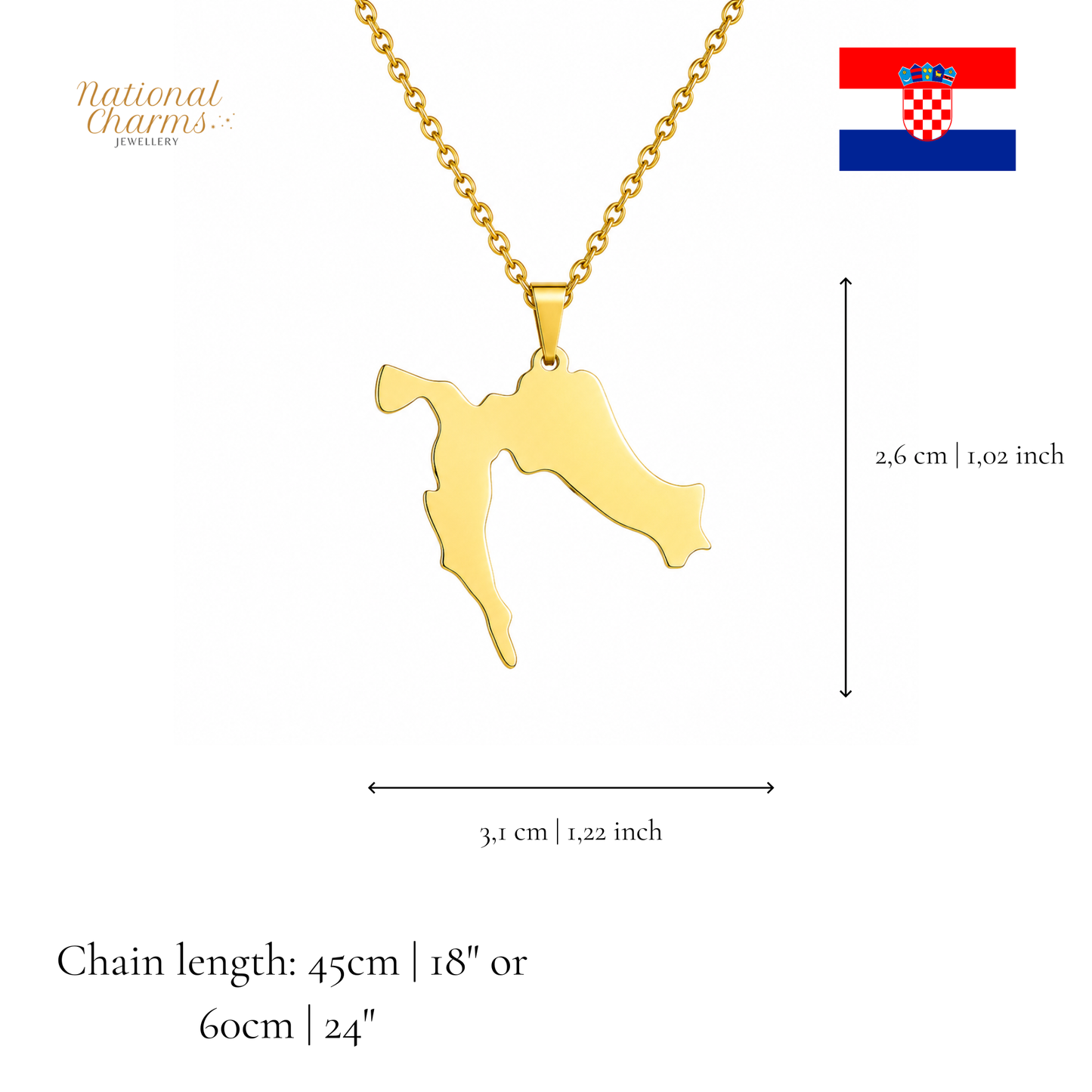 Länderkette Anhänger Halskette – Edelstahl, Gold- & Silber-Optik, 140+ Länder & Kulturen – Unisex Geschenk für Männer und Frauen – Perfekt für Geburtstage, Weihnachten und als Zeichen deiner Wurzeln