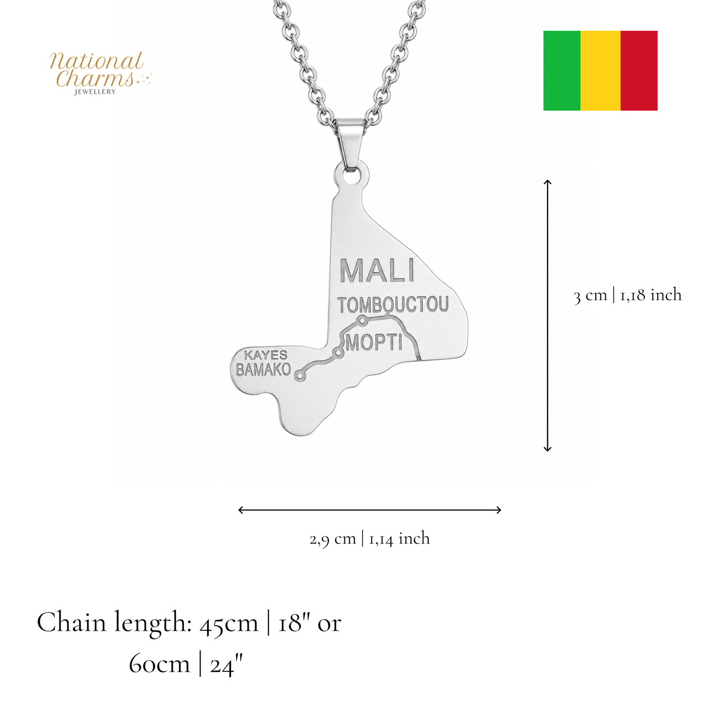 Länderkette Anhänger Halskette – Edelstahl, Gold- & Silber-Optik, 140+ Länder & Kulturen – Unisex Geschenk für Männer und Frauen – Perfekt für Geburtstage, Weihnachten und als Zeichen deiner Wurzeln