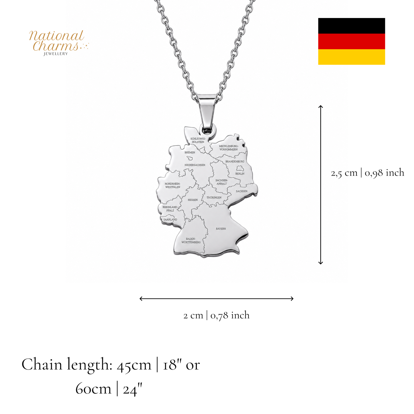 Länderkette Anhänger Halskette – Edelstahl, Gold- & Silber-Optik, 140+ Länder & Kulturen – Unisex Geschenk für Männer und Frauen – Perfekt für Geburtstage, Weihnachten und als Zeichen deiner Wurzeln
