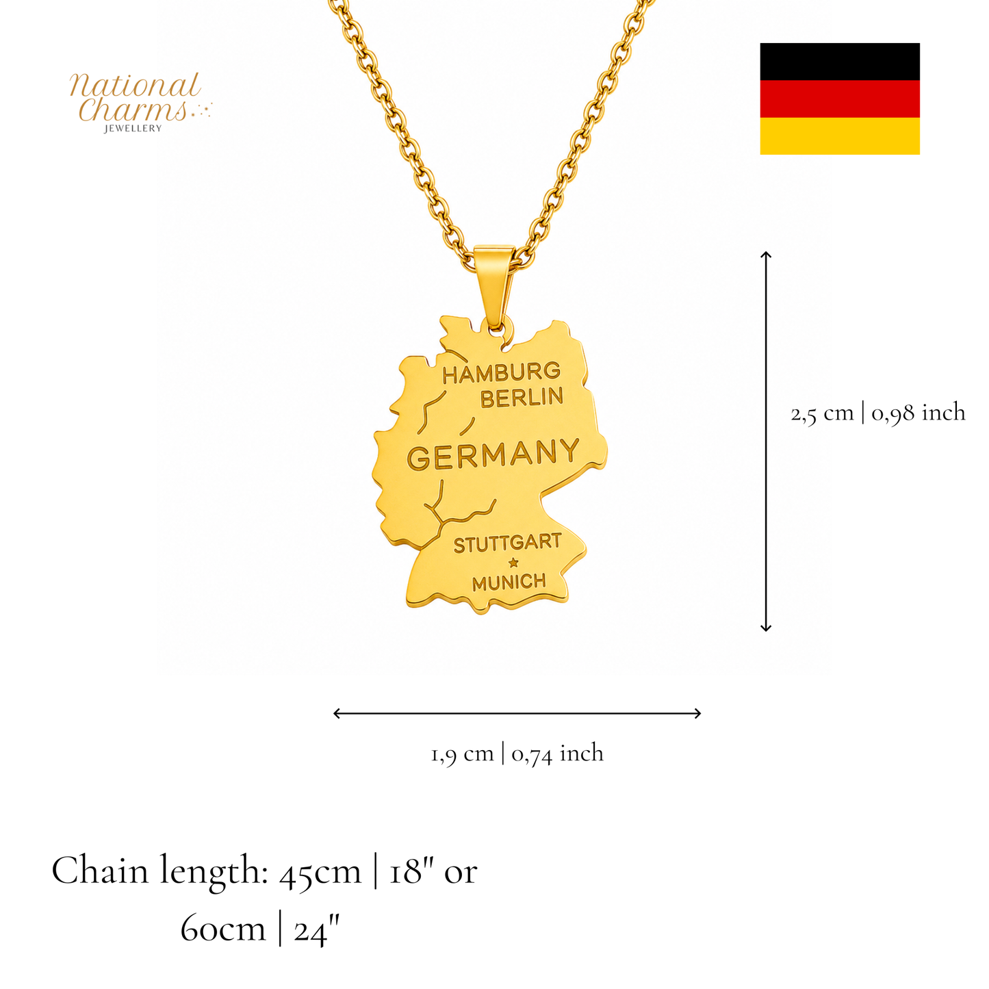 Länderkette Anhänger Halskette – Edelstahl, Gold- & Silber-Optik, 140+ Länder & Kulturen – Unisex Geschenk für Männer und Frauen – Perfekt für Geburtstage, Weihnachten und als Zeichen deiner Wurzeln