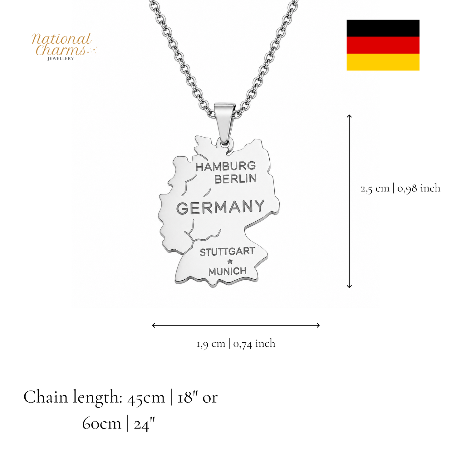 Länderkette Anhänger Halskette – Edelstahl, Gold- & Silber-Optik, 140+ Länder & Kulturen – Unisex Geschenk für Männer und Frauen – Perfekt für Geburtstage, Weihnachten und als Zeichen deiner Wurzeln