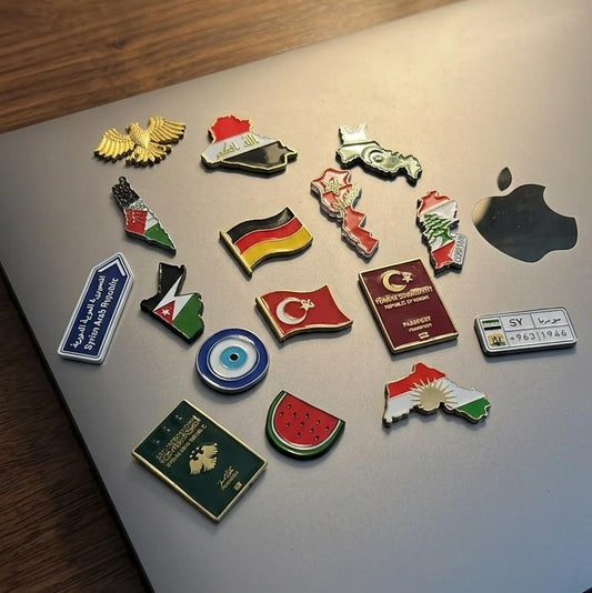 Länder Edelstahl Sticker – Irak, Palästina, Kurdistan, Türkei, Marokko, Libanon, Pakistan & Jordanien | Metall Sticker für Handy, Laptop & iPad