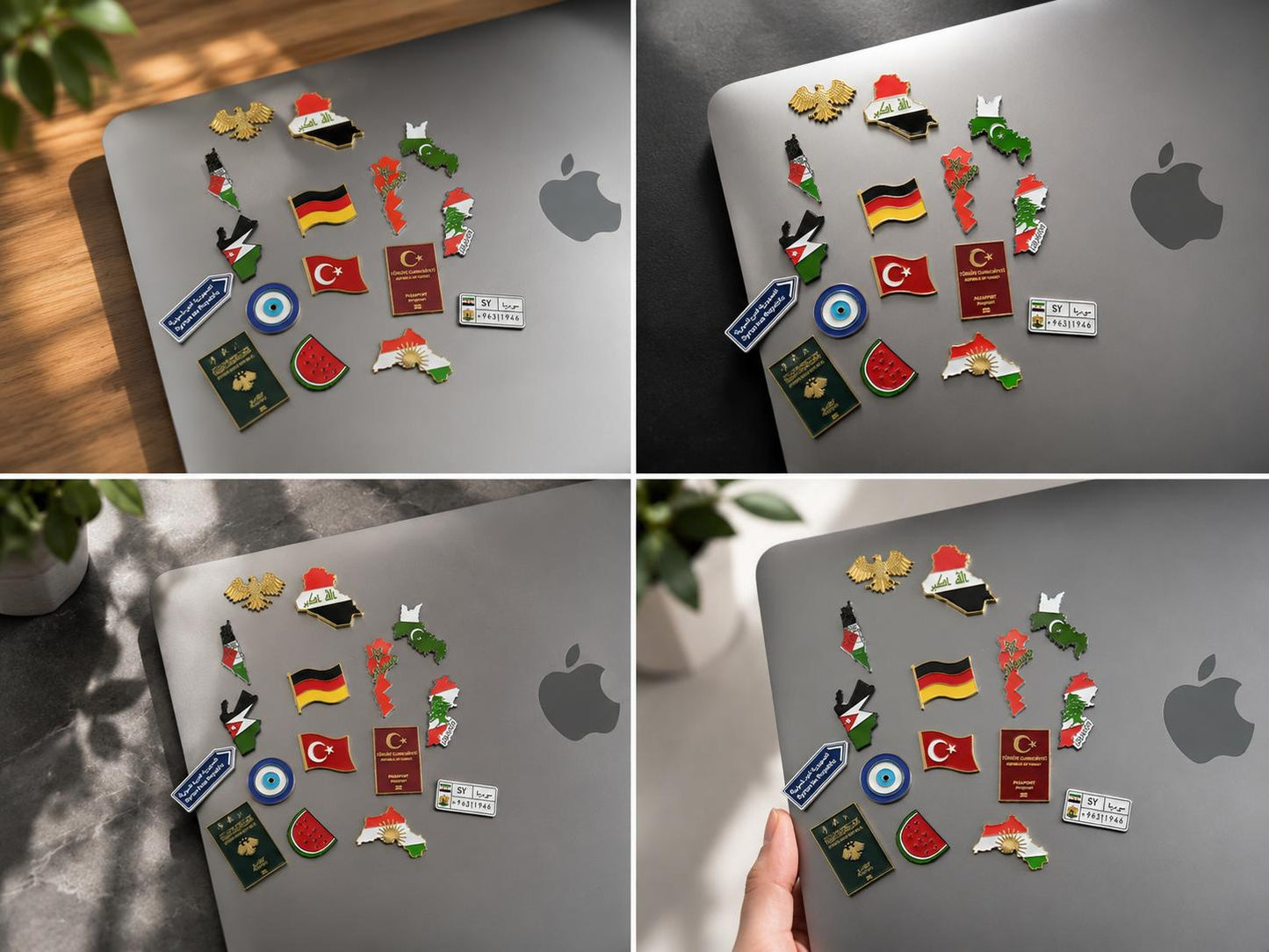 Länder Edelstahl Sticker – Irak, Palästina, Kurdistan, Türkei, Marokko, Libanon, Pakistan & Jordanien | Metall Sticker für Handy, Laptop & iPad