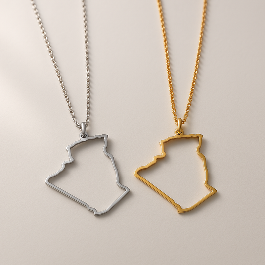 Algerien Halskette im Umriss-Design aus Edelstahl, Gold und Silber