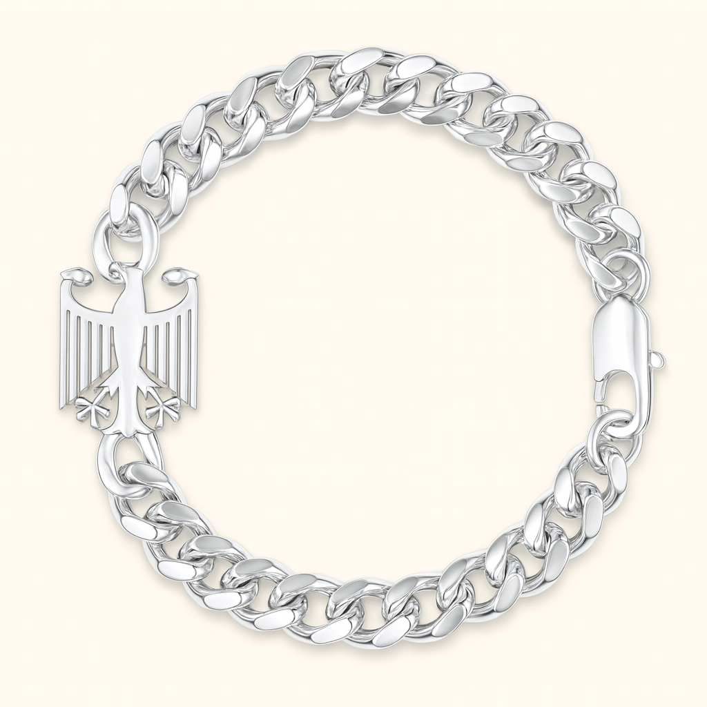 Deutschland Armband aus silbernem Edelstahl mit Bundesadler