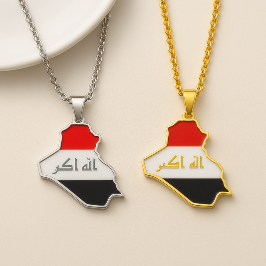 Irak Halskette mit Flaggen Anhänger in Gold und Silber