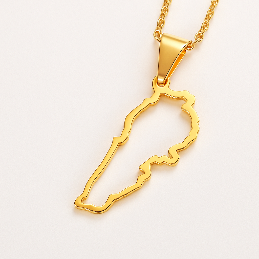 Goldene Libanon Landkarte Halskette – Länderanhänger