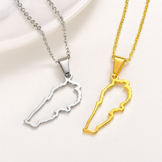 Libanon Umriss Halskette in Gold und Silber aus Edelstahl