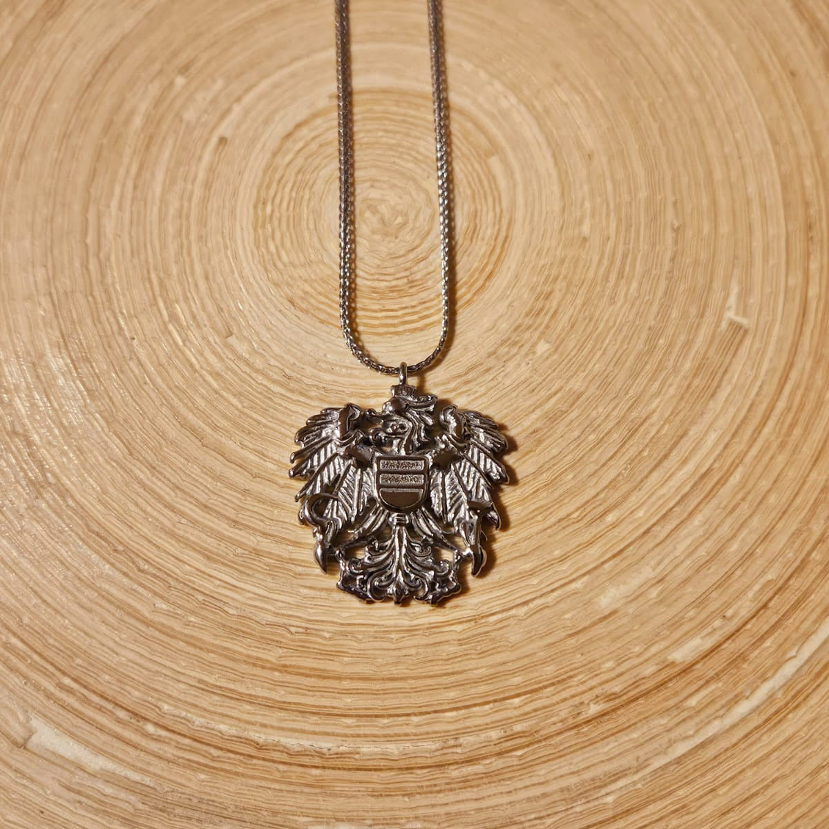 Silberne Österreich Kette mit Wappen und Doppeladler
