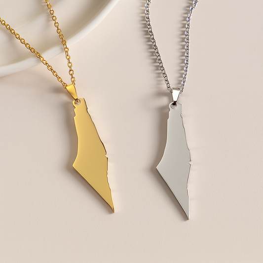 Palästina Halskette mit Länderumriss in Gold und Silber aus Edelstahl