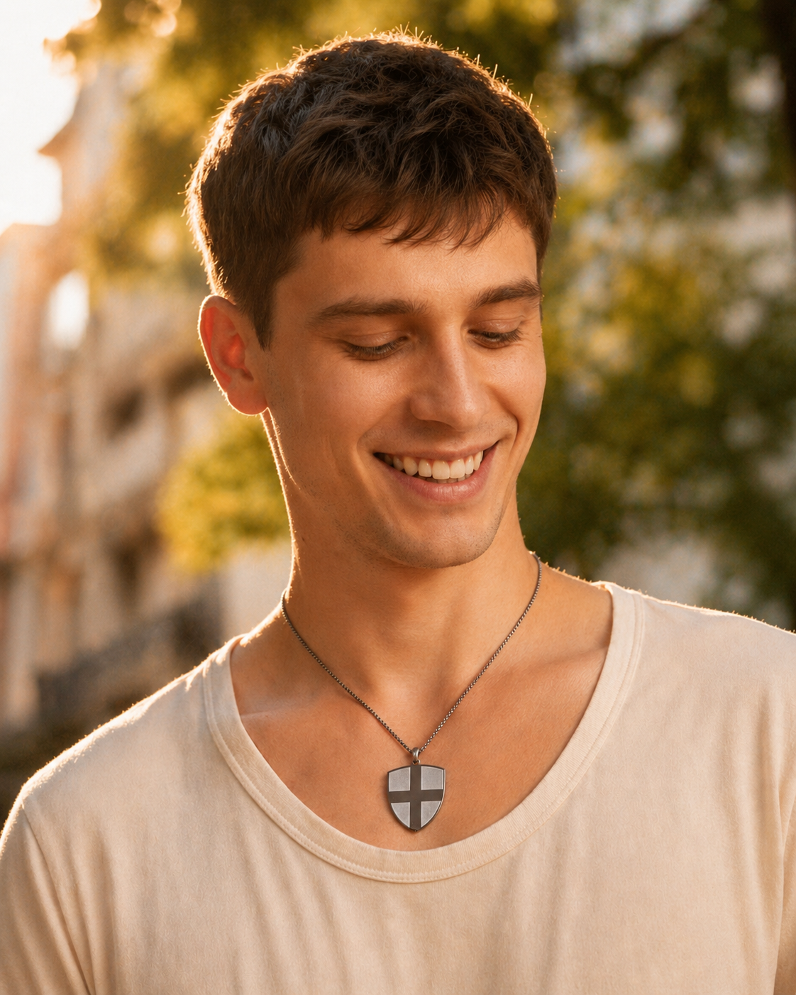 Schweiz Kette in Silber mit Schweizer Wappen Anhänger – Halskette mit Schweiz Motiv am Model