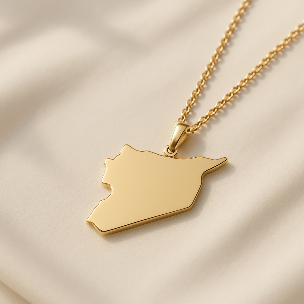 Goldene Syrien Halskette mit Länderanhänger
