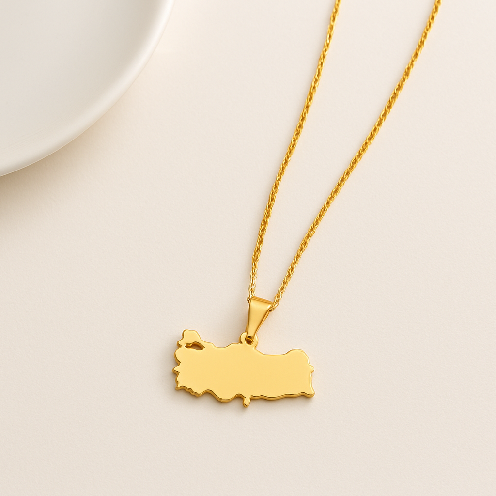 Goldene Türkei Halskette mit Länderumriss