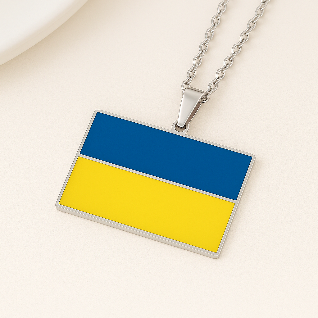 Silberne Ukraine Flaggen Halskette – Symbol für Stolz und Hoffnung