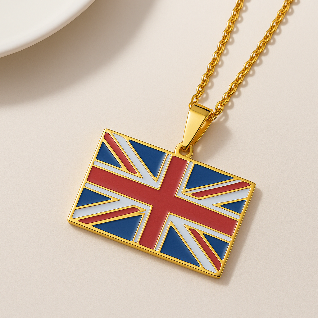 Goldene UK Flaggenkette – Union Jack Anhänger